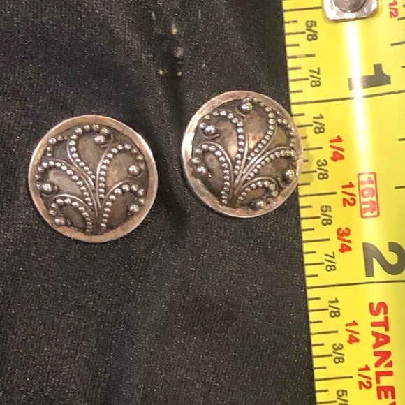 LOIS HILL Oxidized Sterling Silver Granulated Scroll Post Back Earrings - Picture 10 of 17